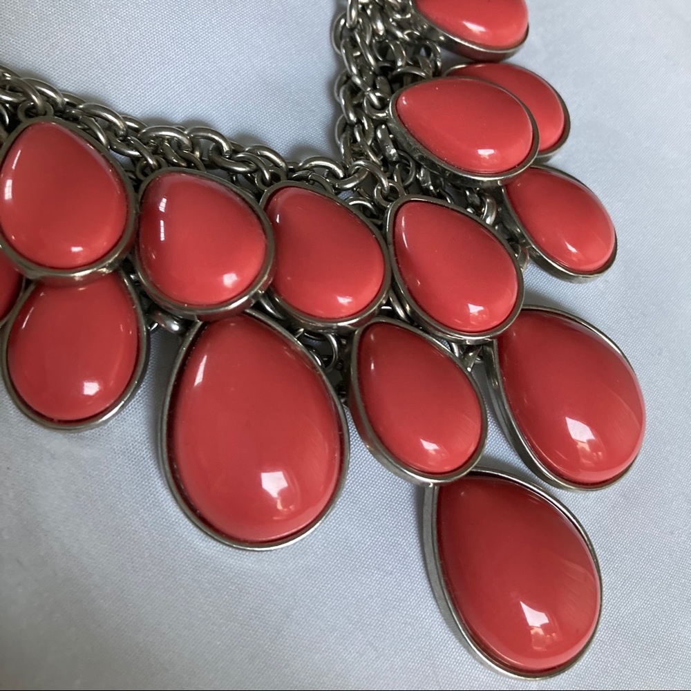 Coral colored statement fashion necklace